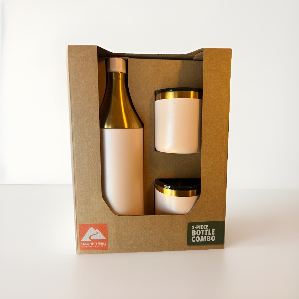 NEW 3 Piece Combo Ozark Trail*All Day Wine Set *34 OZ BOTTLE & 2-10 OZ Lowballs